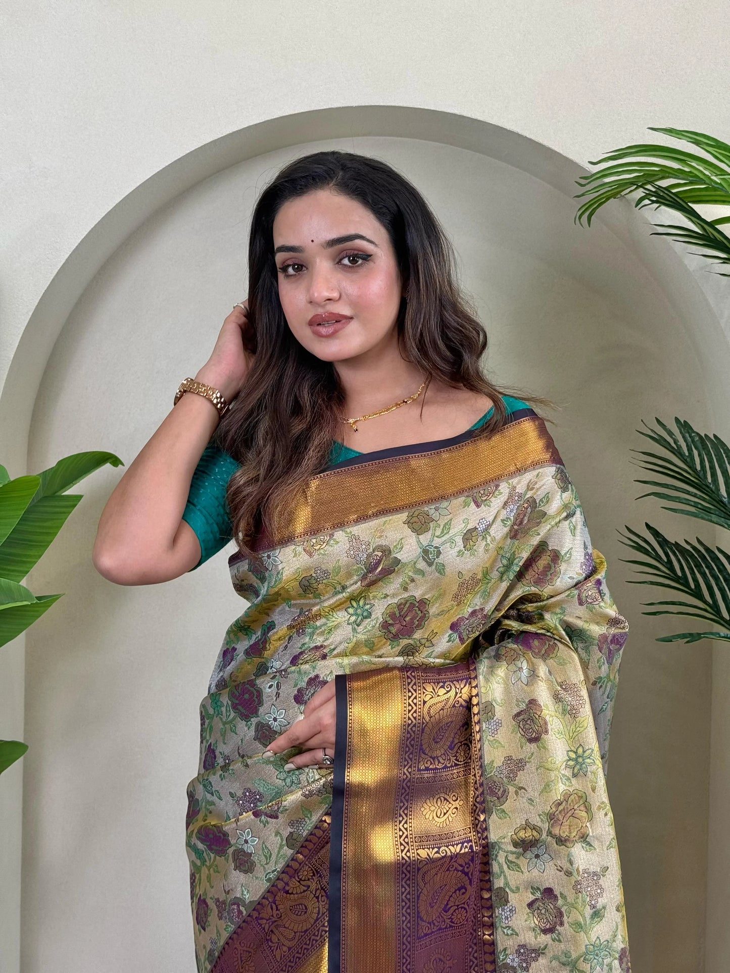 Demanding Kanchipuram Wine Color Saree