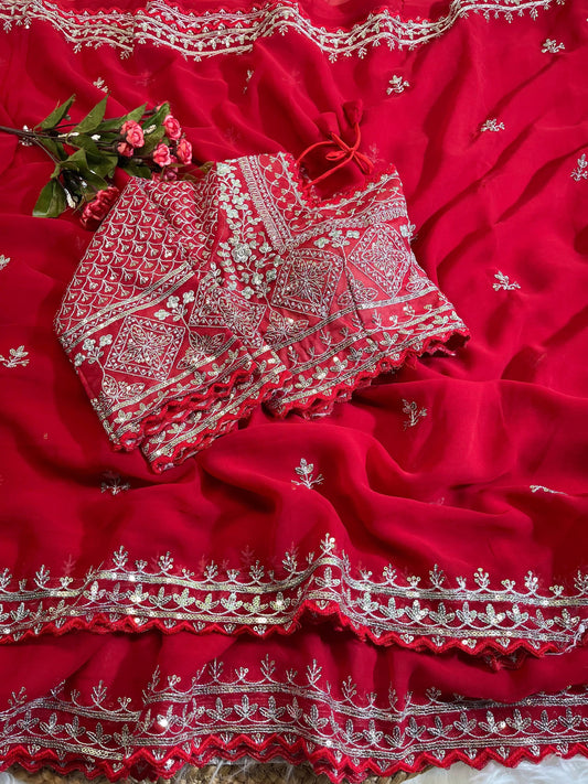 Pure soft fox georgette saree