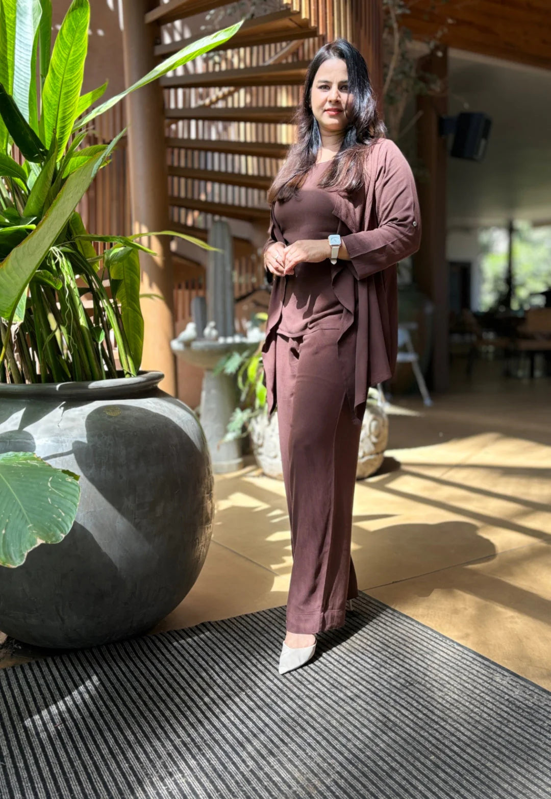 Solid Dark Brown Cord Set