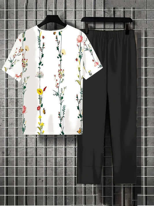 Co-Ord – European Style Floral Tee & Pants Set