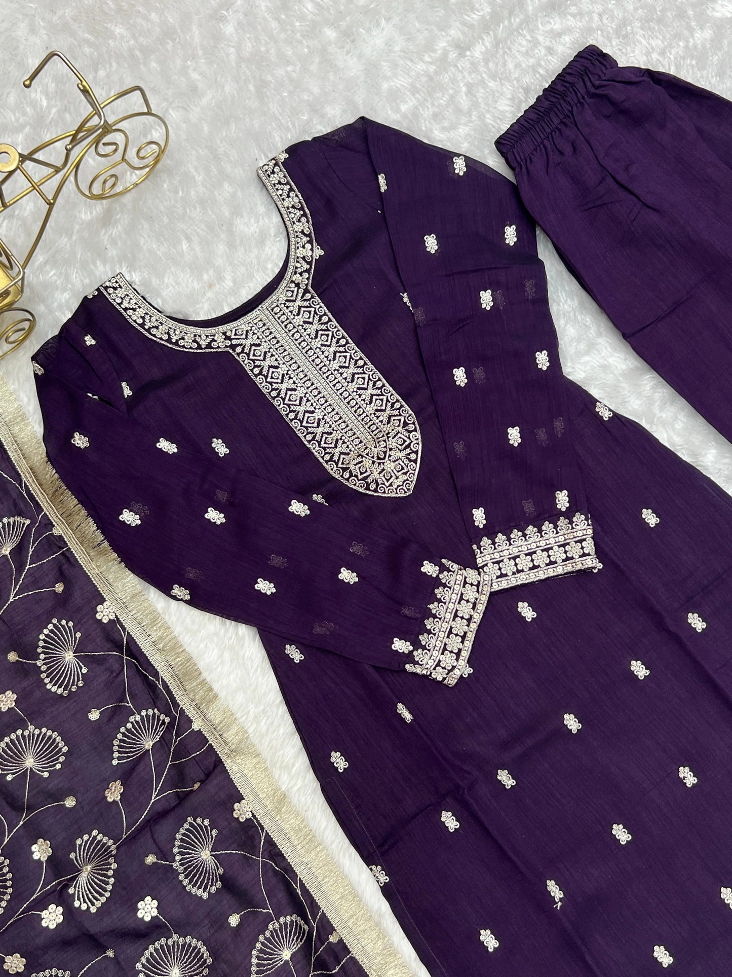 Attractive Wine Color Color Rangoli Silk Fabric Kurta With Dupatta Set