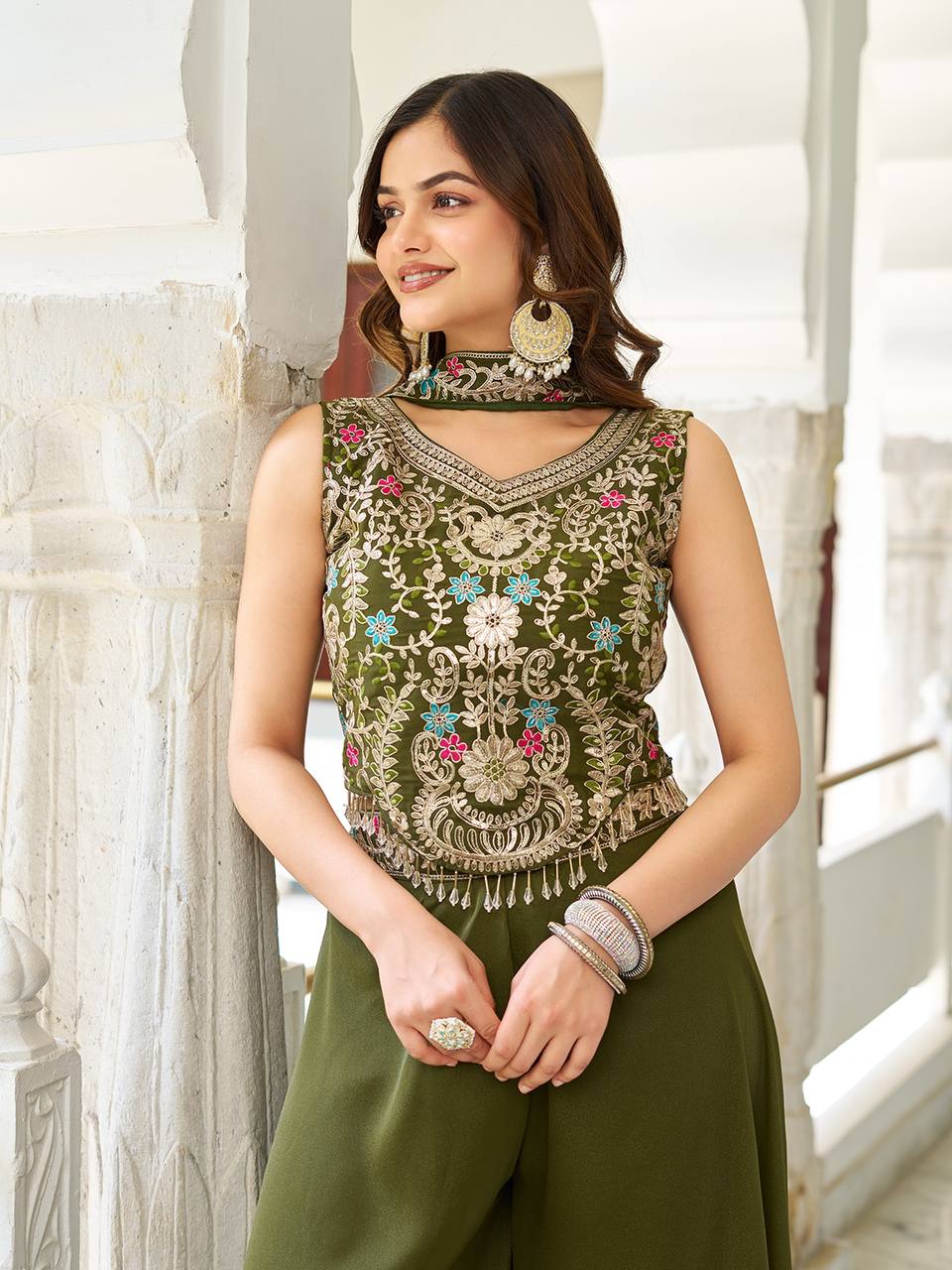 Designer blouse Plazzo & Dupatta pair