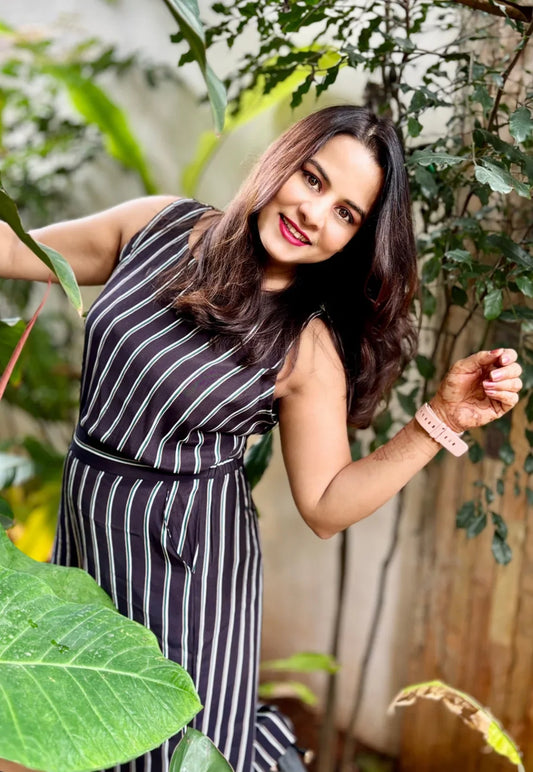 Black Striped Cord Set