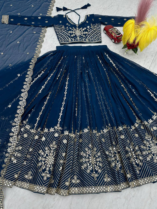 Launching Embroidered Lehenga Choli blue