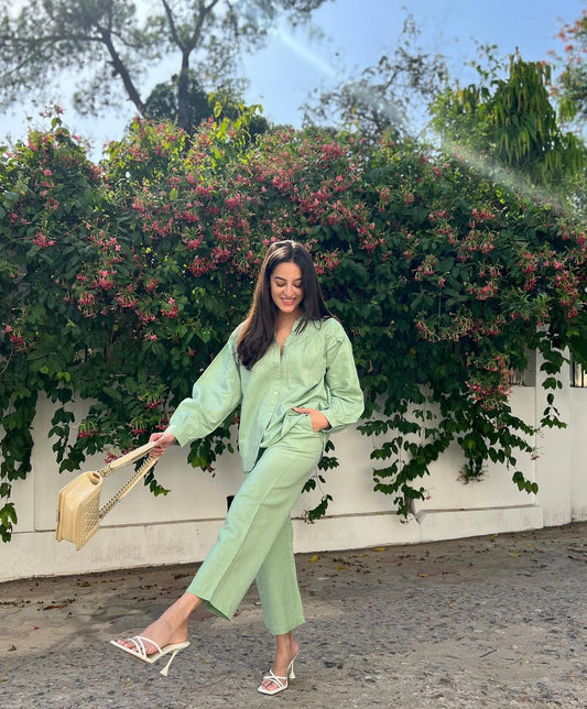 Pista Green Co-Linen Coord Set