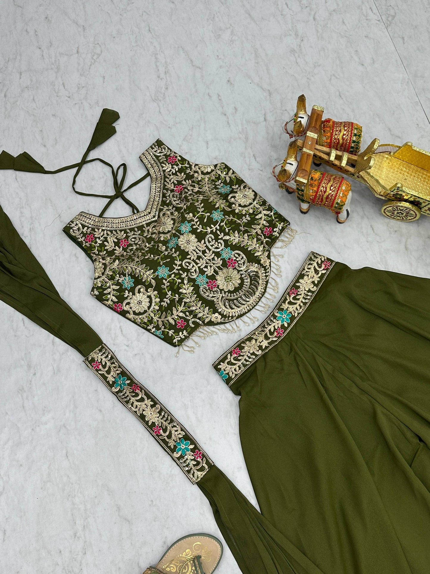 Designer blouse Plazzo & Dupatta pair