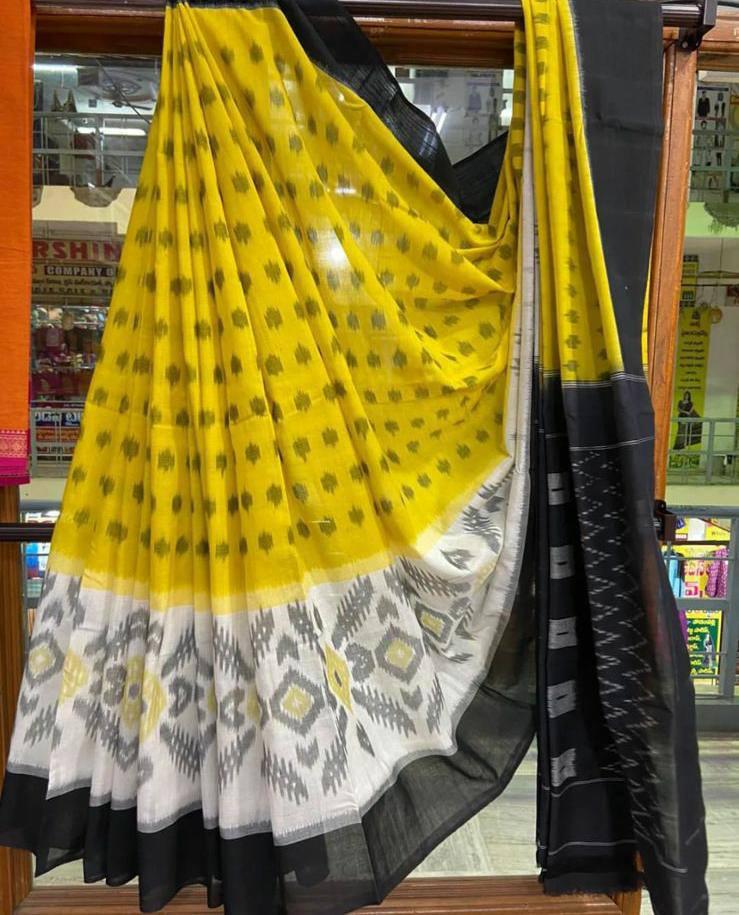 Plain Linen with digital print saree