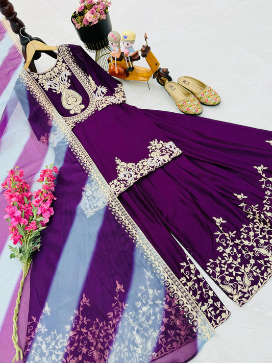 Presenting Georgette Purple Color Sharara Suit