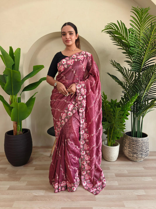 '-48%   Delightful Crush Silk Pink Color Saree