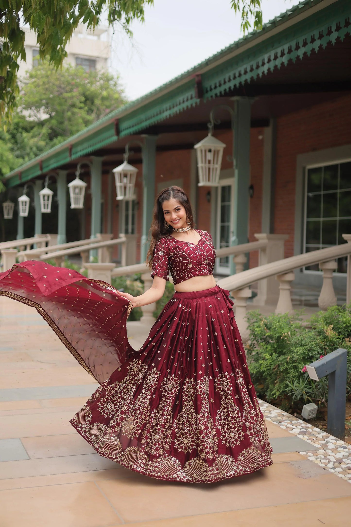 Exclusive Rangoli Silk Red Color Heavy Work Lehenga Choli