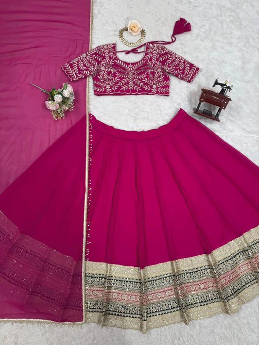 Function Wear Heavy Work Pink Color Lehenga choli