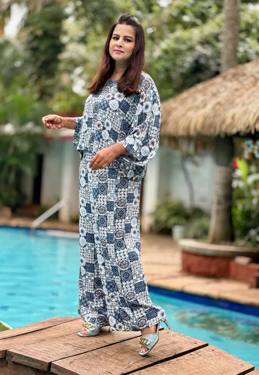 Printed Blue Cord Set