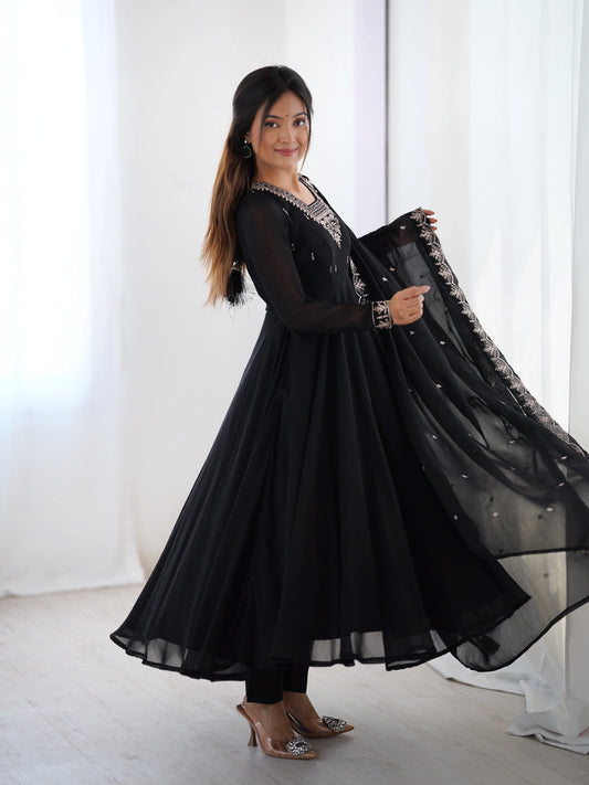 Adorable Black Color Anarkali Gown
