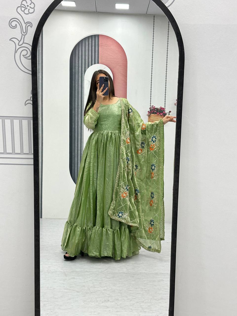 Beautiful Heavy Green Color Gown