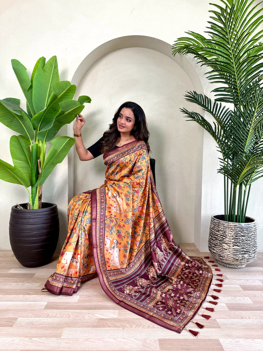 Glorious Dola Viscose Orange Color Saree