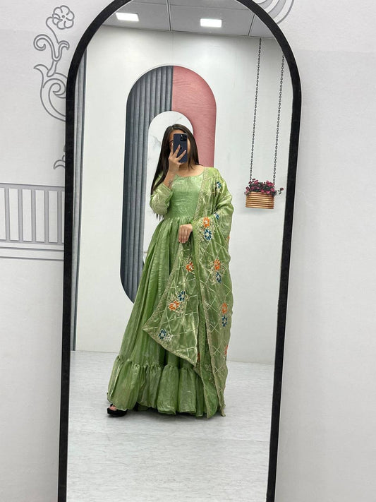 Beautiful Heavy Green Color Gown