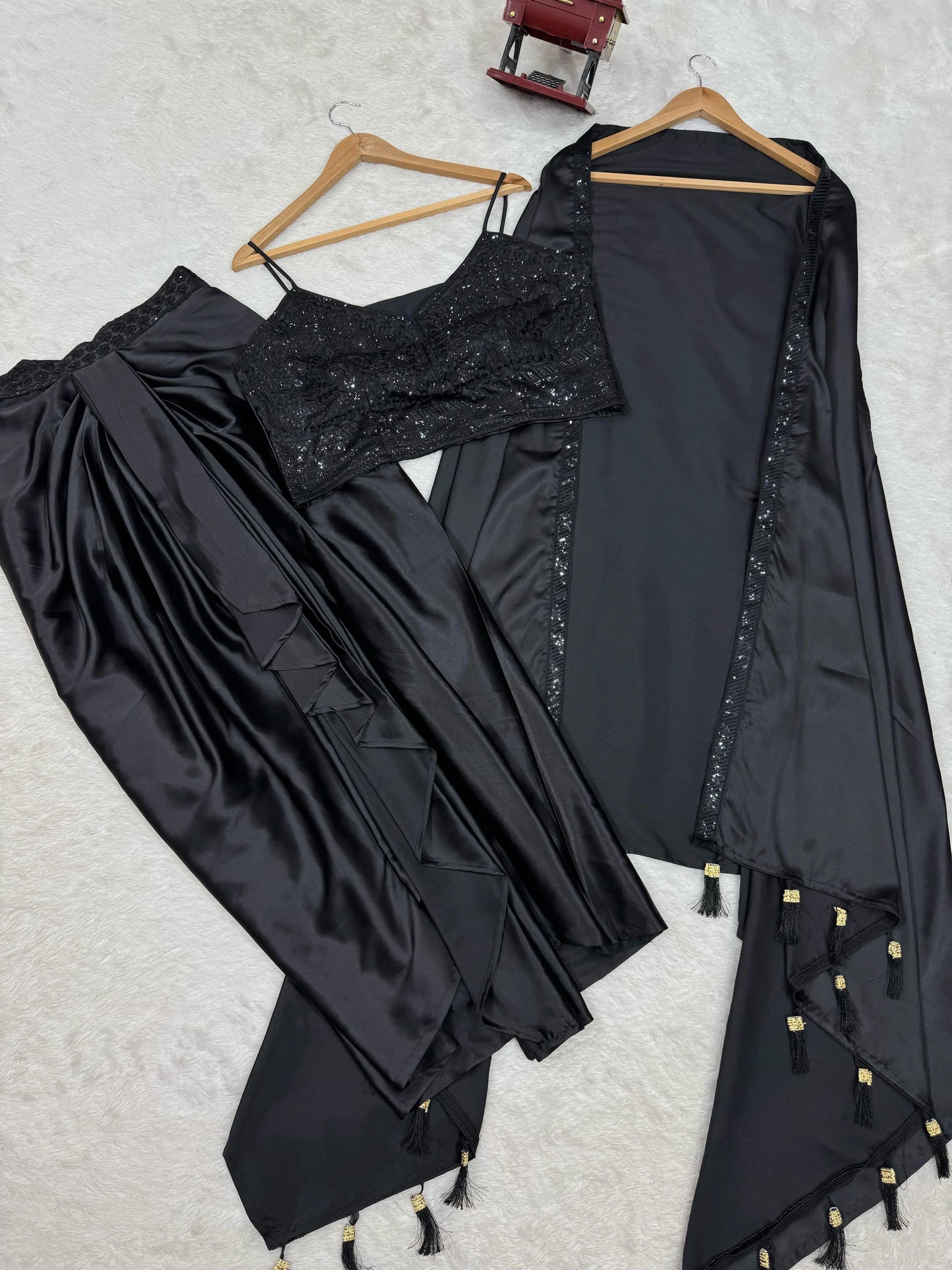 Good Looking Black Color Dhoti Suit With Shrug