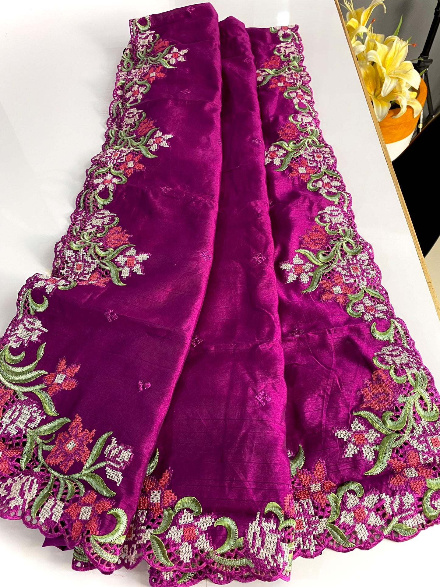 Wedding Wear Tussar Silk Purple Color Saree