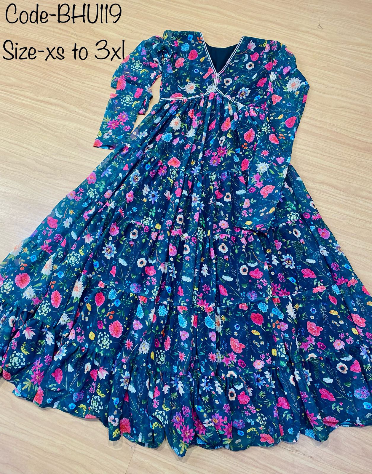 Fusing of ethinic and modern style, our stylish floral colorful dress