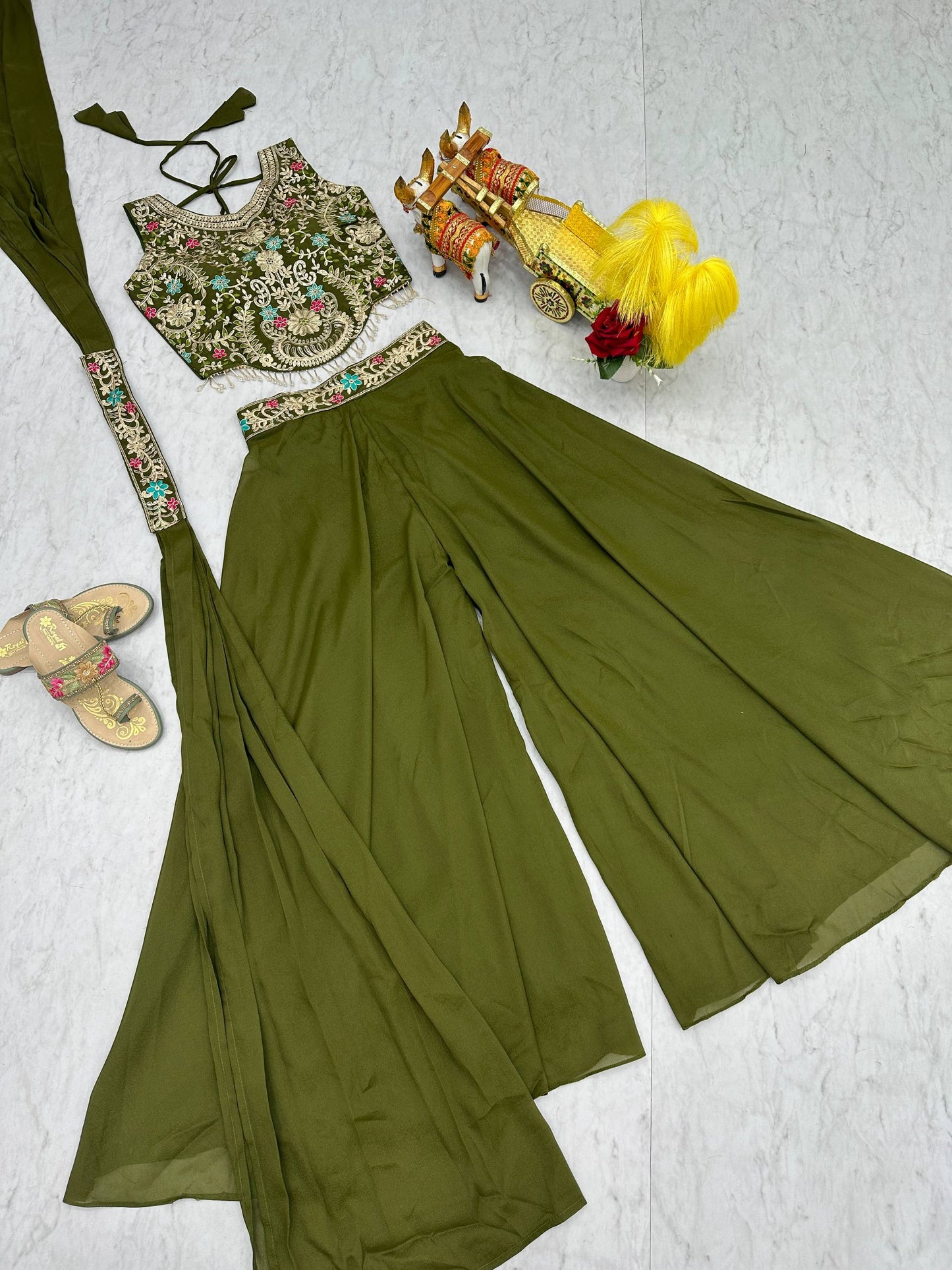 Designer blouse Plazzo & Dupatta pair