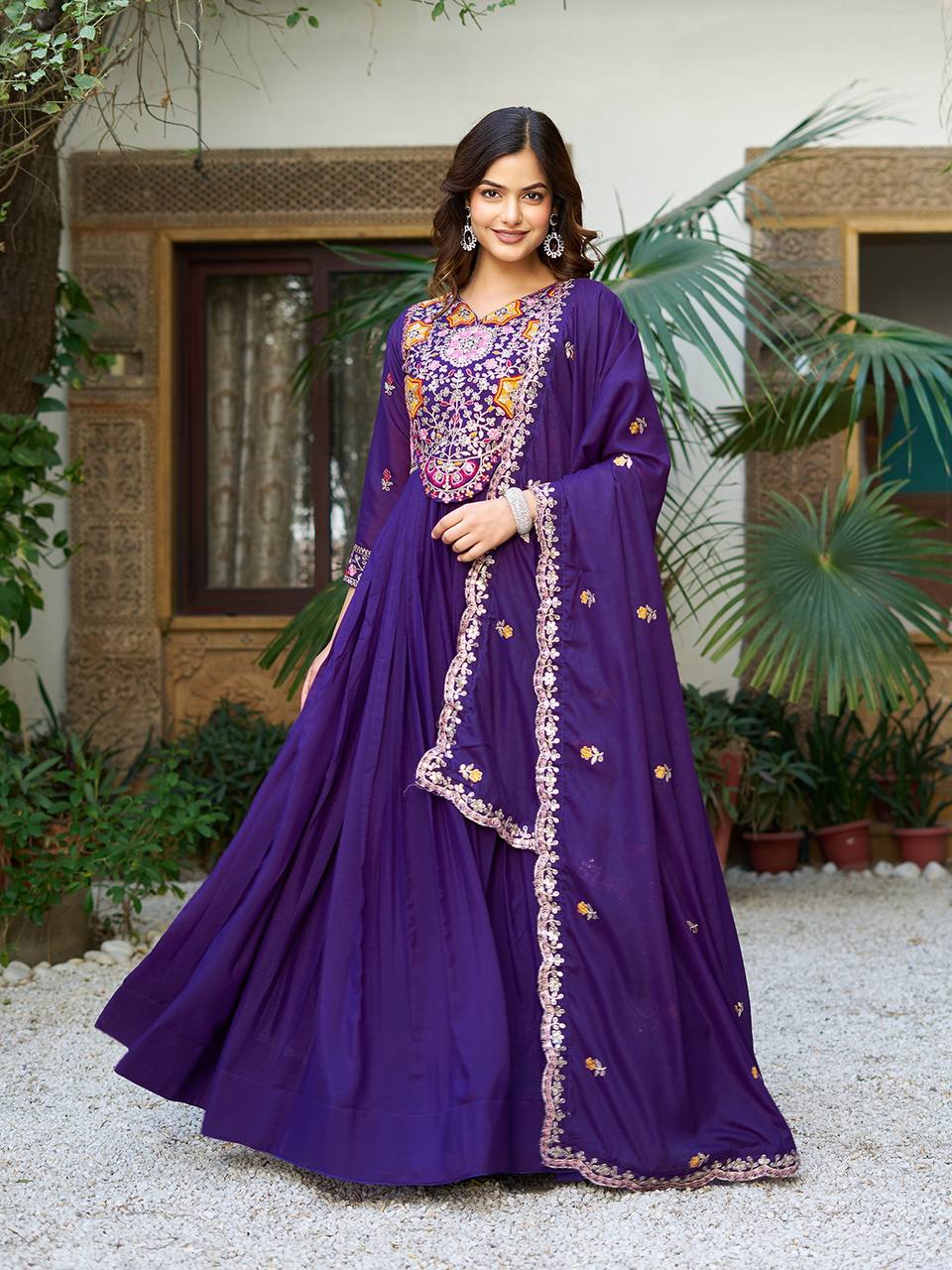 Launching New Festival Long Gown & Heavy Dupatta PURPLE