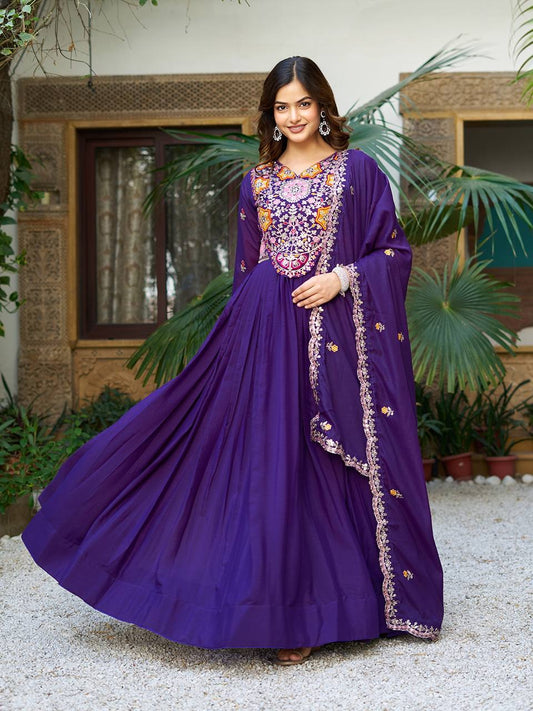 Launching New Festival Long Gown & Heavy Dupatta PURPLE