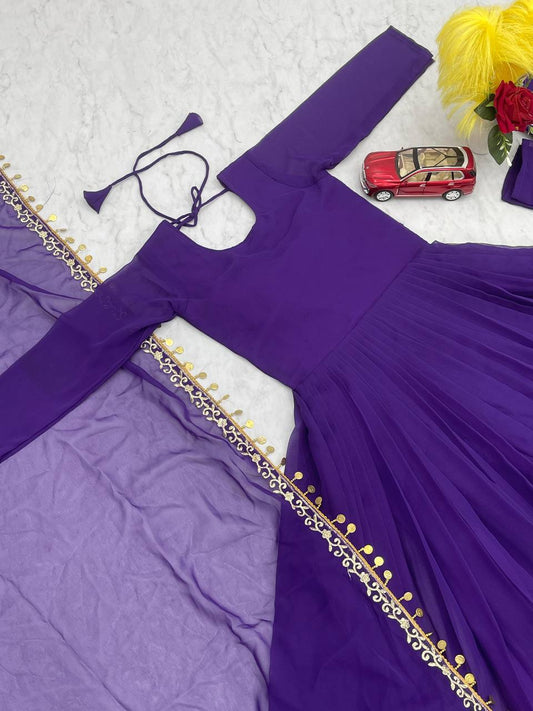 Purple Color Sequins Work Amazing Anarkali Gown