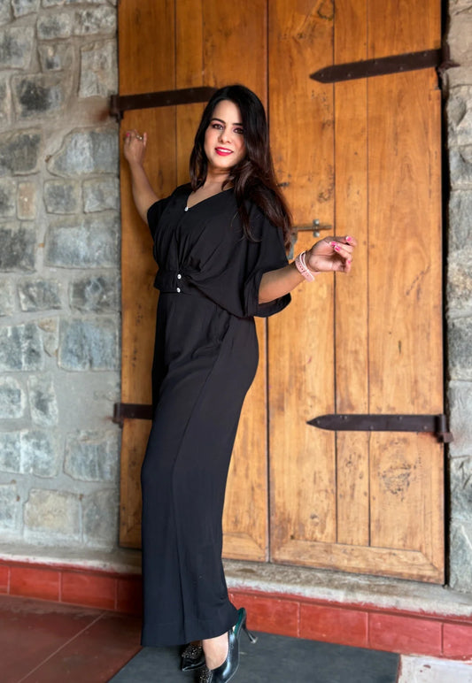 Solid Black Viscose Cord Set