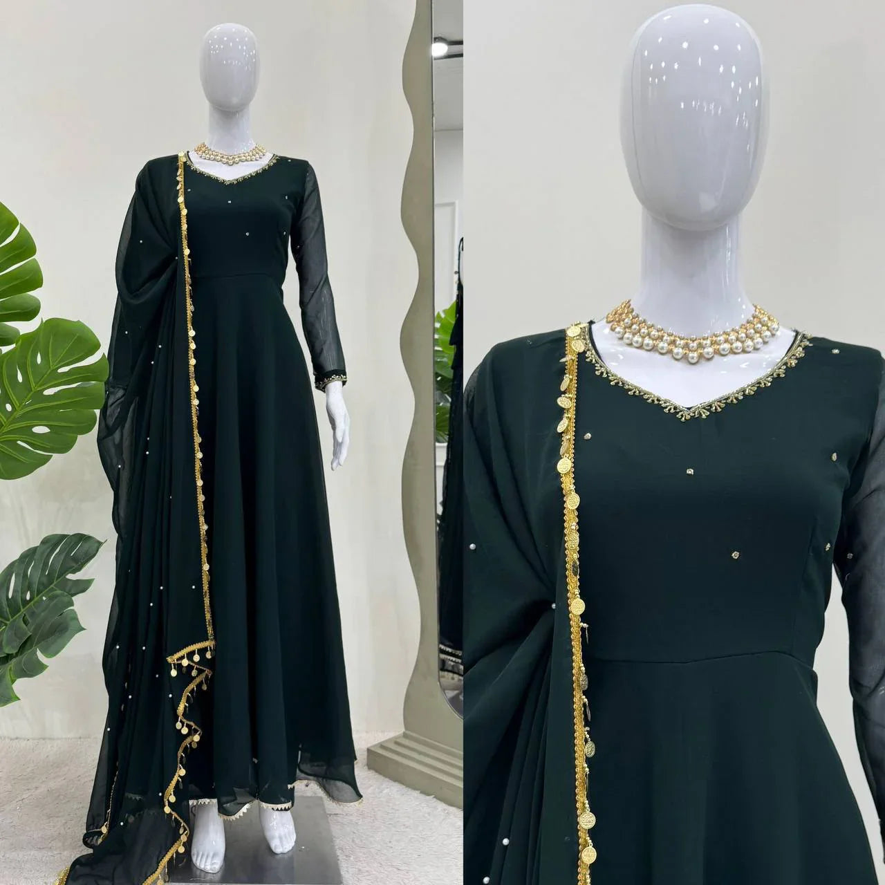Precious Teal Green Color anarkali Gown