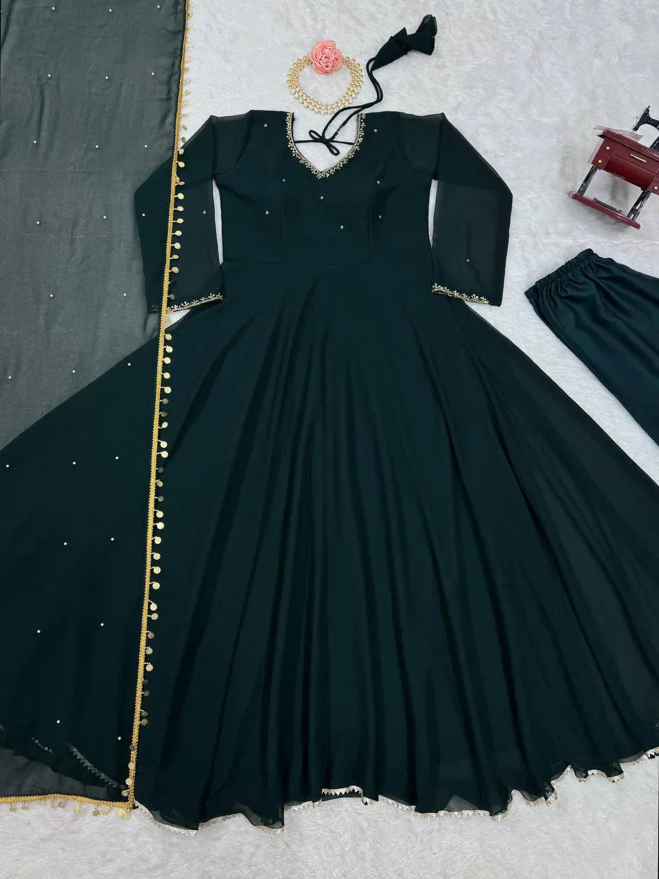 Precious Teal Green Color anarkali Gown
