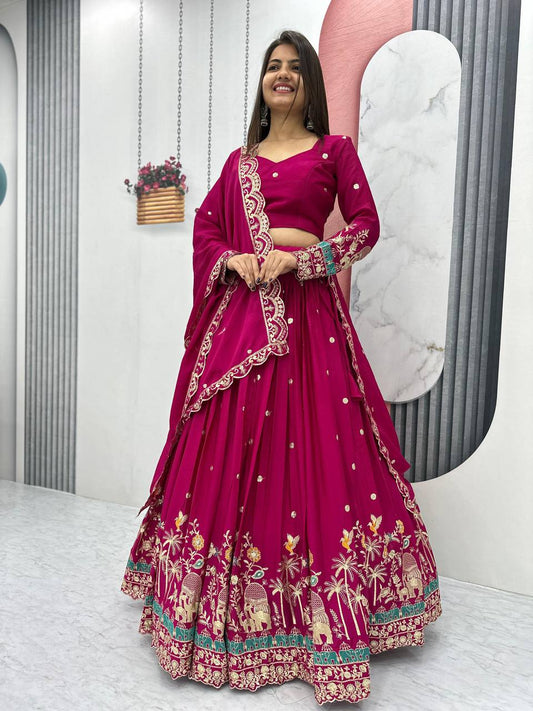 Festive Wear Chinon Sequence Work Pink Color Lehenga Choli