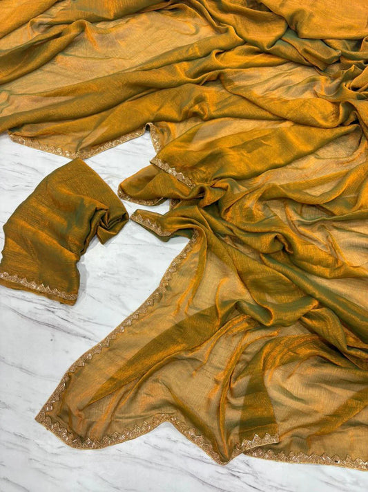 Elegant Fandy Crush Mustard Color saree