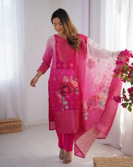 Elegant Digital Print Pink Color Salwar Suit