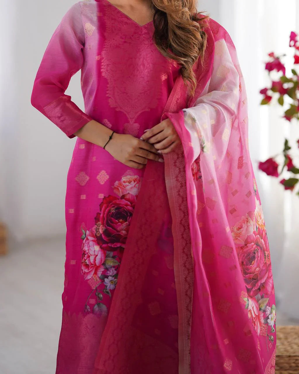 Elegant Digital Print Pink Color Salwar Suit