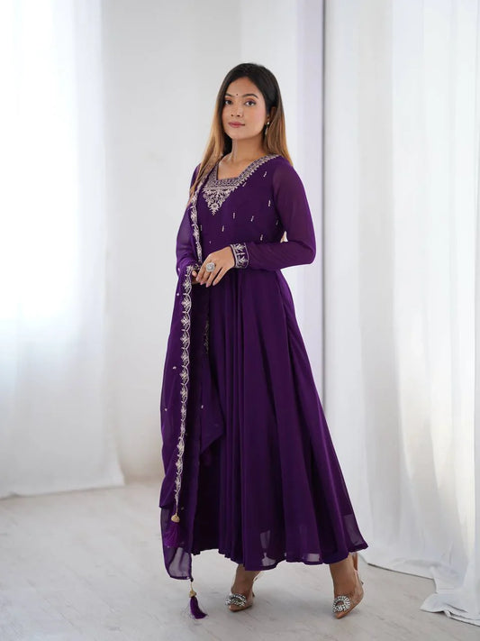 Adorable Purple Color Anarkali Gown