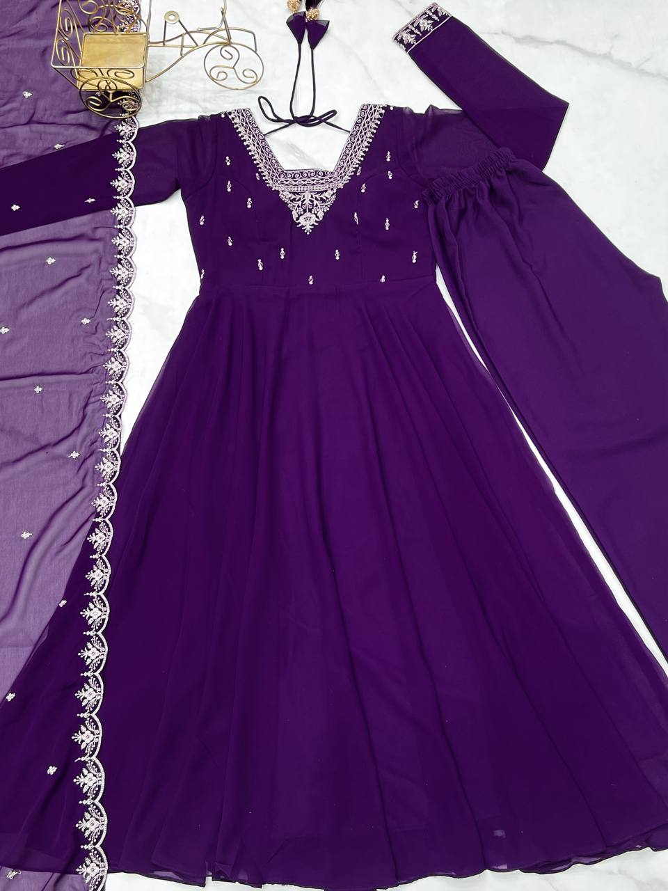 Adorable Purple Color Anarkali Gown