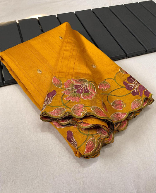 Ravishing Tussar Silk Yellow Color Saree