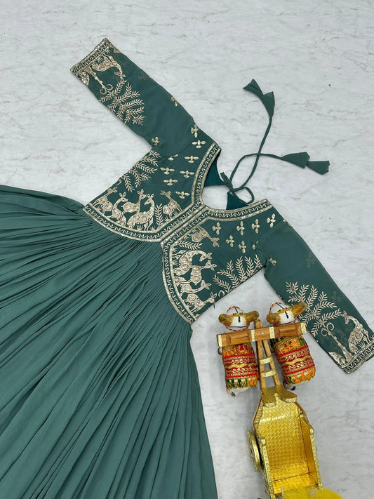 Glorious Vichitra Silk Rama Color Gown