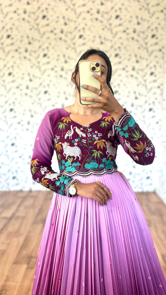 Introducing our Elegant Wine & Pink Shaded Dress