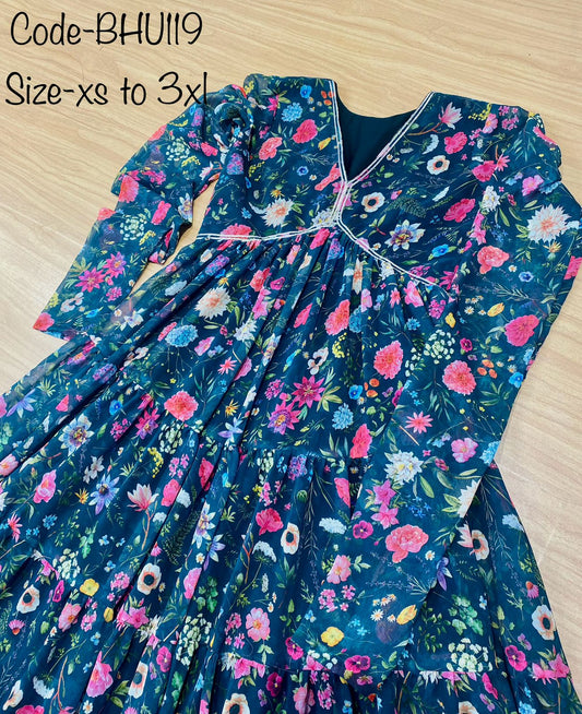 Fusing of ethinic and modern style, our stylish floral colorful dress