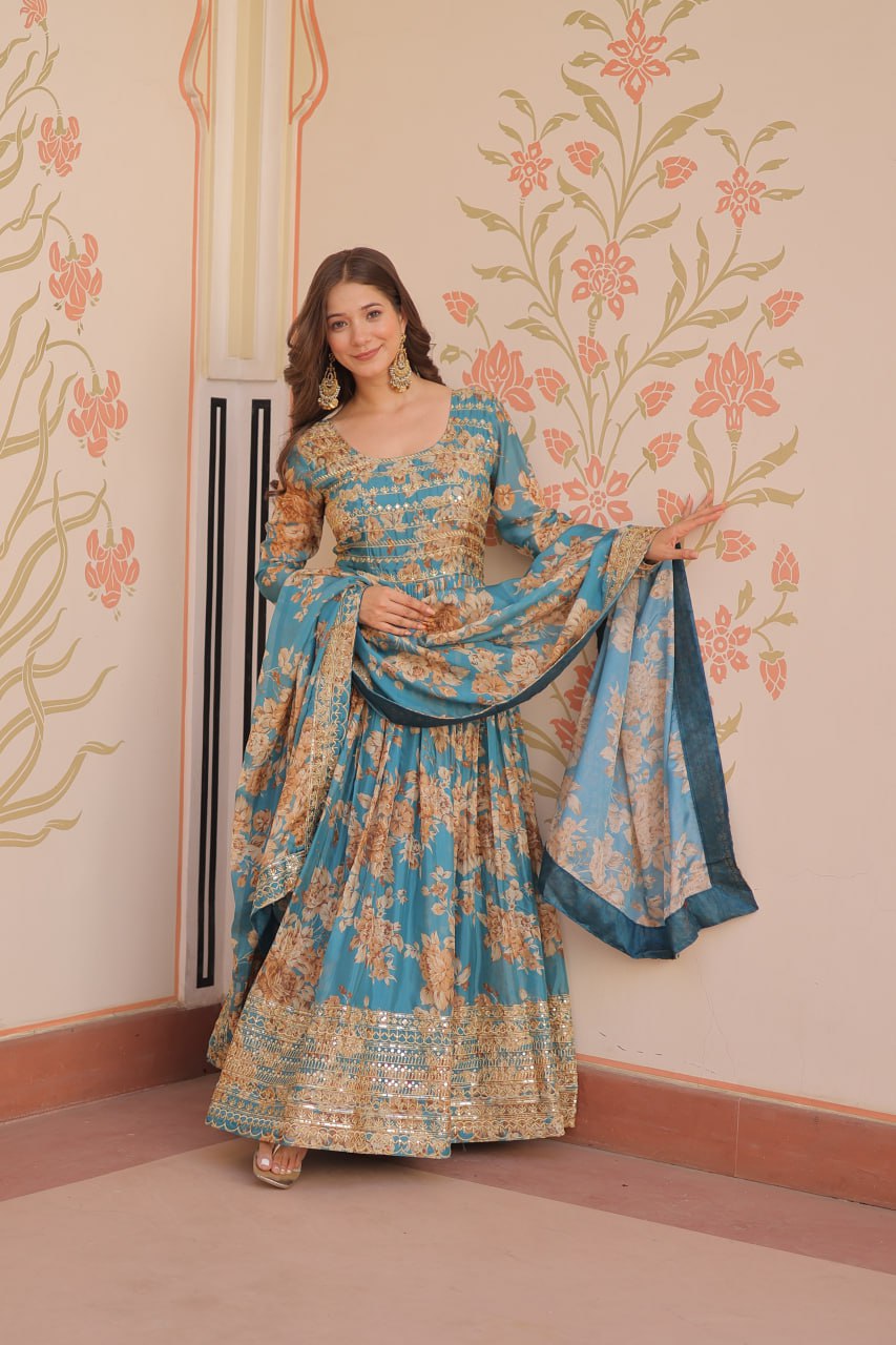 Designer Readymade Gown-Dupatta