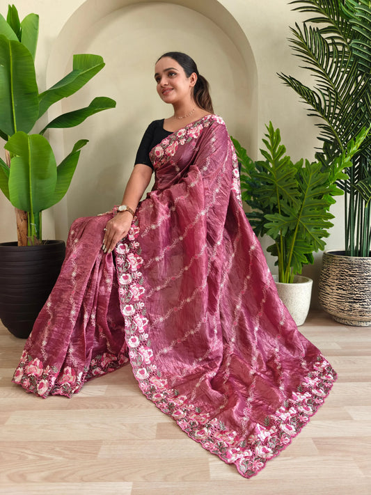 '-48%   Delightful Crush Silk Pink Color Saree