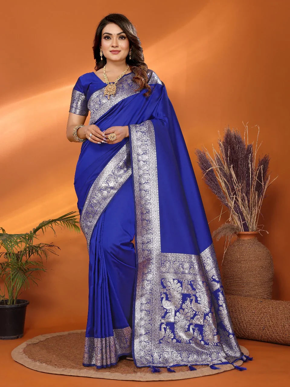 Imposing Banarasi Silk Blue Color Saree