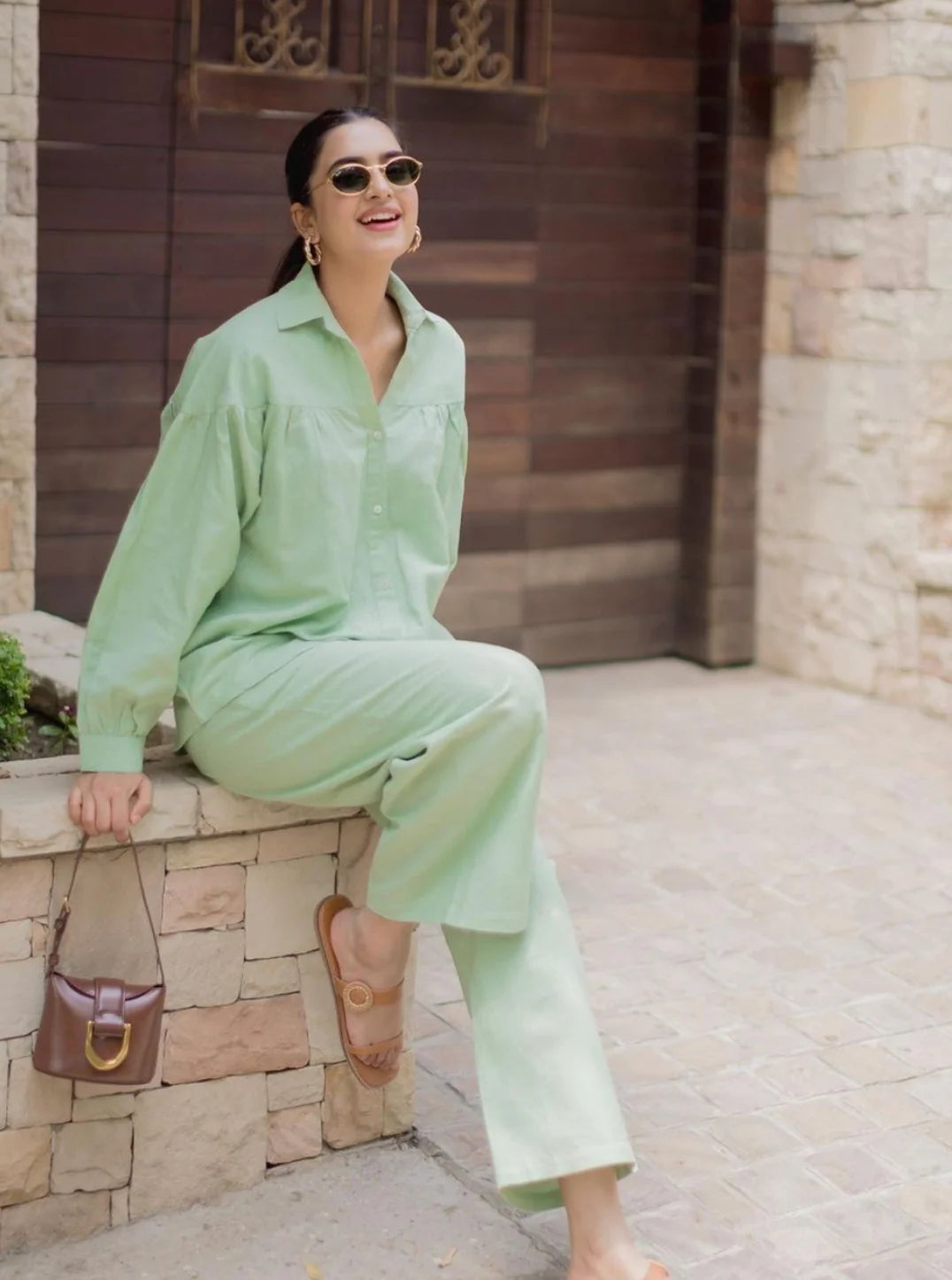 Pista Green Co-Linen Coord Set