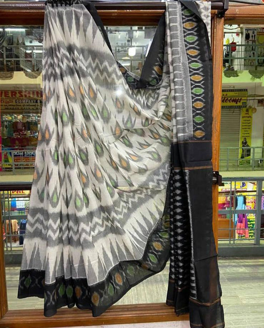 Plain Linen with digital print saree