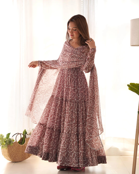 Captivating Pink Color Anarkali With Dupatta Set
