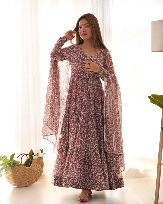 Captivating Pink Color Anarkali With Dupatta Set