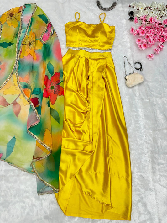 Outstanding Party Wear Yellow Color Dhoti Suit