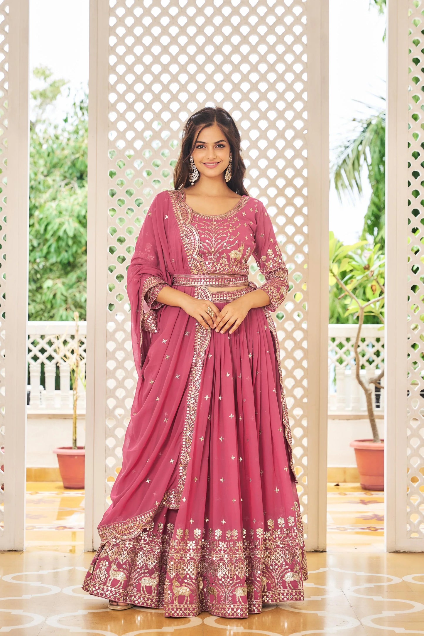 Wedding Wear Pink Color Sequence Work Lehenga Choli