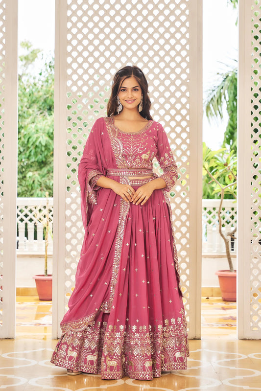 Wedding Wear Pink Color Sequence Work Lehenga Choli